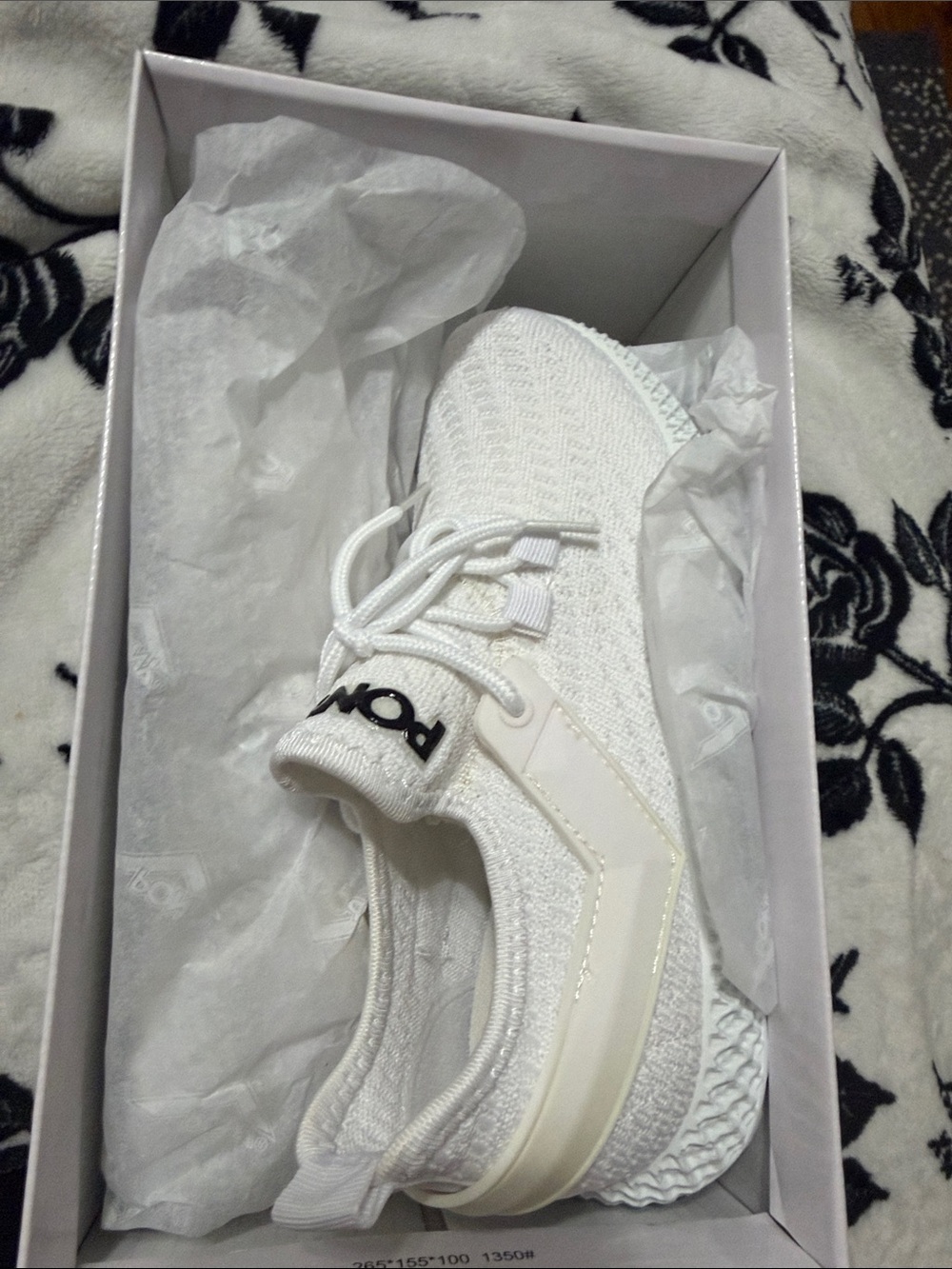 Pony Women's White Knit Slip-On Sneakers with Lace Detail